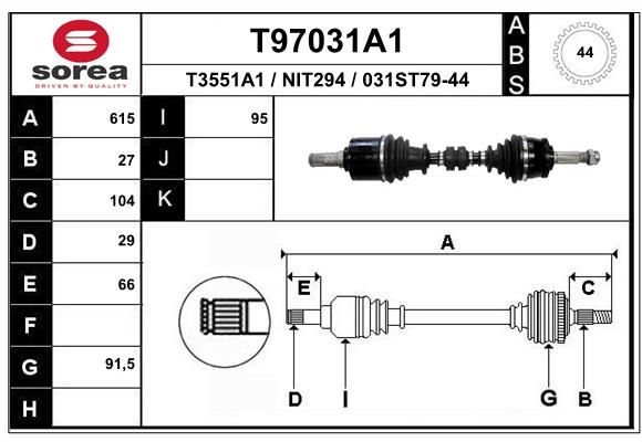 EAI hajtótengely T97031A1