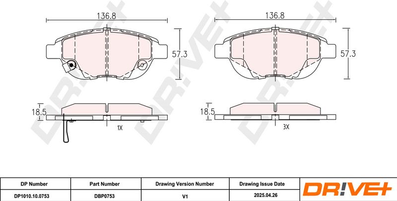 Set placute frana,frana disc DP1010.10.0753 Dr!ve+