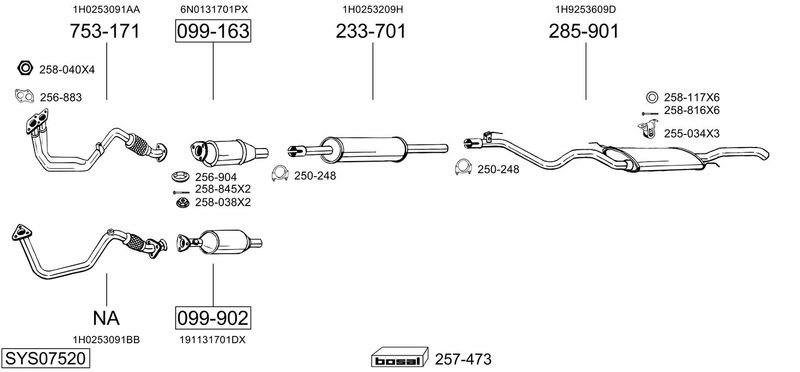 BOSAL kipufogórendszer SYS07520