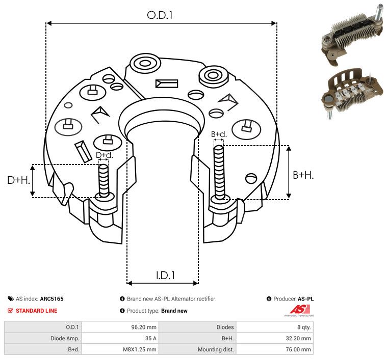 AS-PL ARC5165 Rectifier, alternator