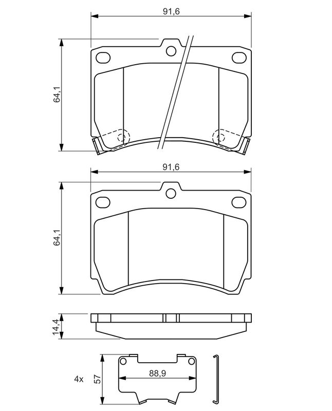 Piduriklotsi komplekt, ketaspidur, BOSCH 0 986 461 141