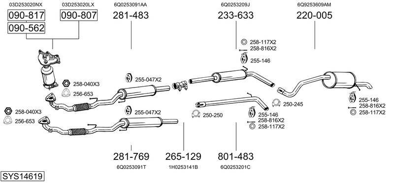 BOSAL kipufogórendszer SYS14619