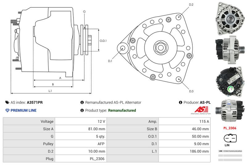 AS-PL A3571PR Alternator