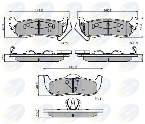 Комплект гальмівних накладок, дискове гальмо, Comline CBP31734