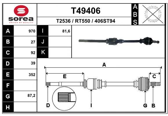 EAI hajtótengely T49406