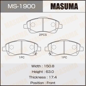 Комплект гальмівних колодок, Masuma MS1900