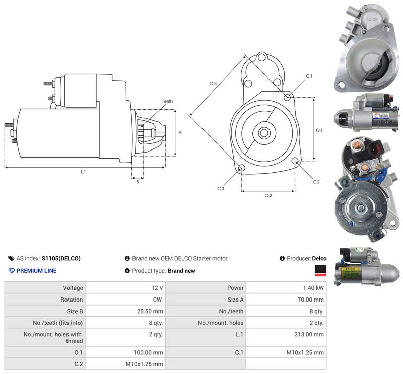 Starter, AS-PL S1105(DELCO)