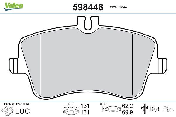 комплект спирачно феродо, дискови спирачки VALEO