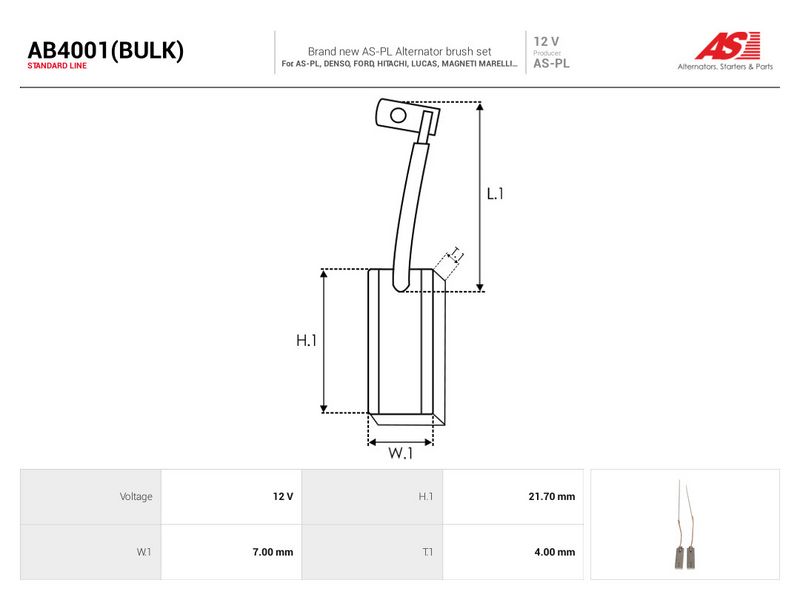 Süsinikuhari, generaator, AS-PL AB4001(BULK)