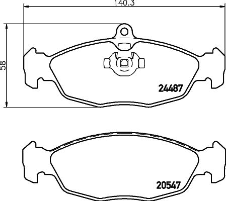 Комплект гальмівних накладок, дискове гальмо, Hella 8DB355013-031