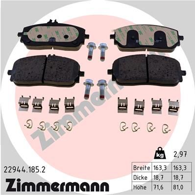 Комплект гальмівних накладок, дискове гальмо, Zimmermann 22944.185.2