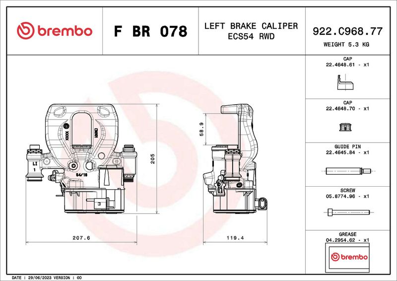 Гальмівний супорт, Brembo FBR078