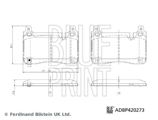 BLUE PRINT Stabdžių trinkelių rinkinys, diskinis stabdys