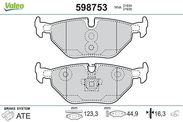 комплект спирачно феродо, дискови спирачки VALEO
