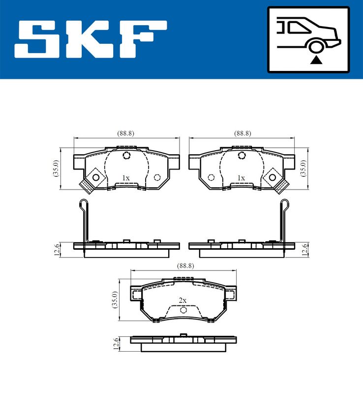 Комплект гальмівних накладок, дискове гальмо, Skf VKBP90624A