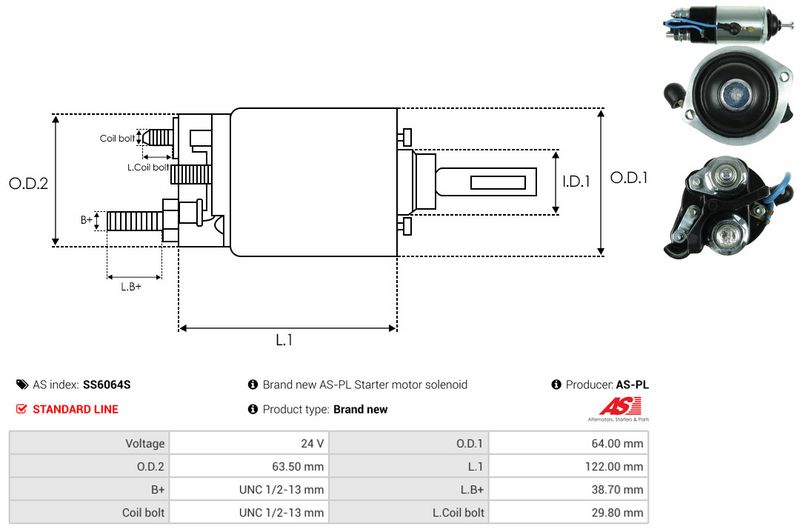 AS-PL SS6064S Solenoid Switch, starter