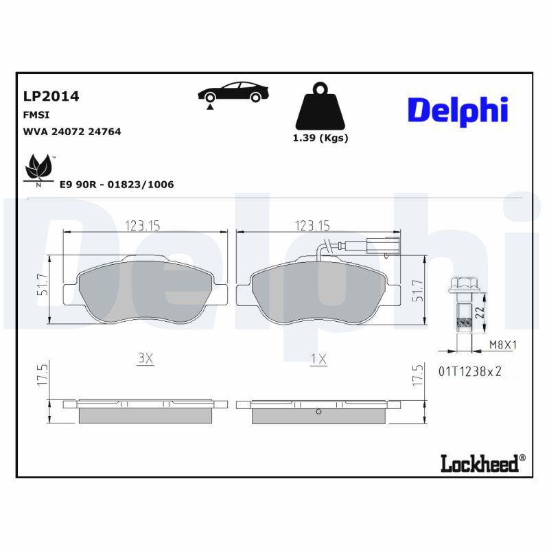 BREMSBELAGSATZ SCHEIBENBREMSE DELPHI LP2014 0