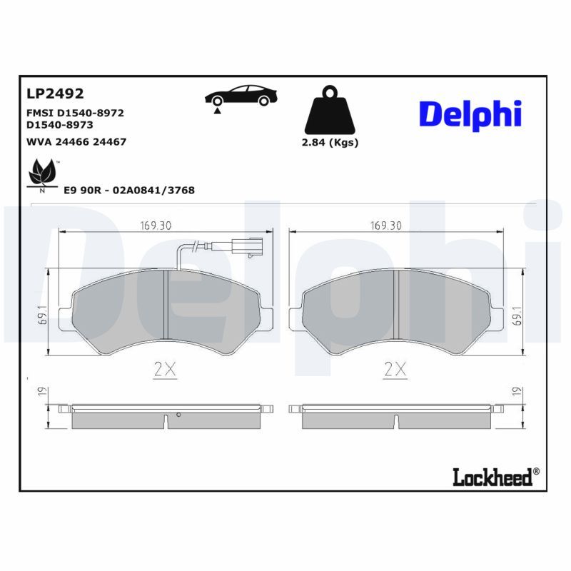 Piduriklotsi komplekt, ketaspidur, DELPHI LP2492
