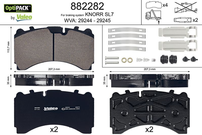 set placute frana,frana disc VALEO OPTIPACK 882282