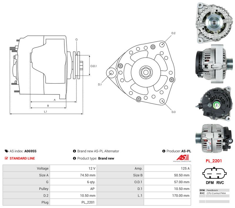 Generaator, AS-PL A0695S