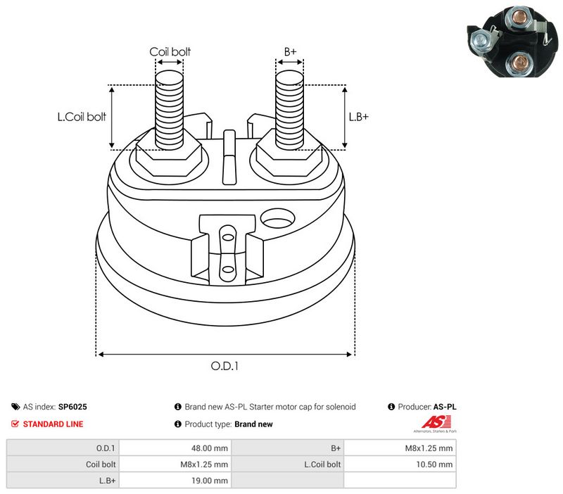 Kaas, starteri relee, AS-PL SP6025