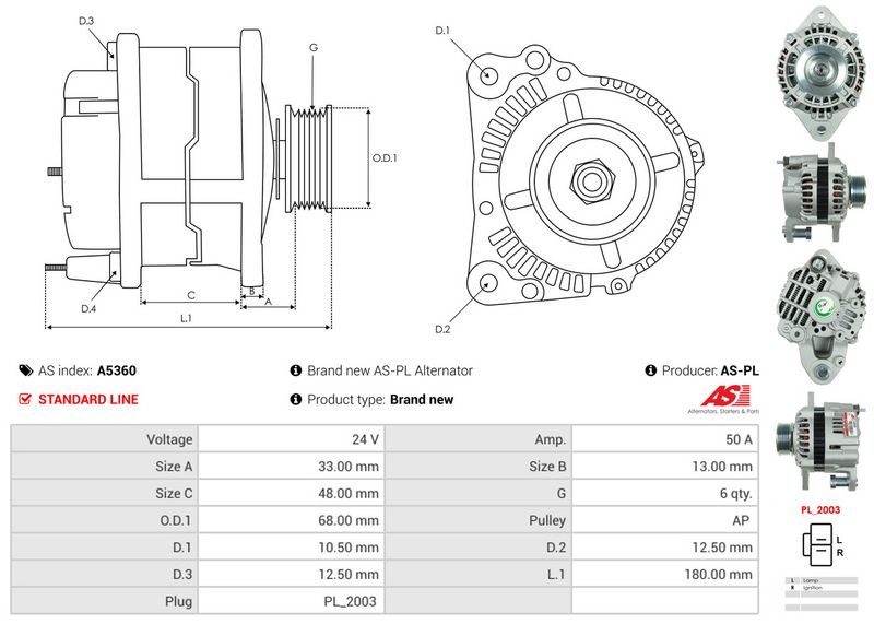 AS-PL A5360 Alternator