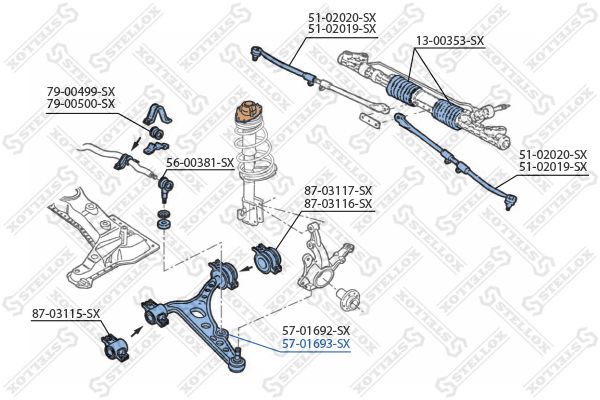 STELLOX 57-01693-SX Control/Trailing Arm, wheel suspension