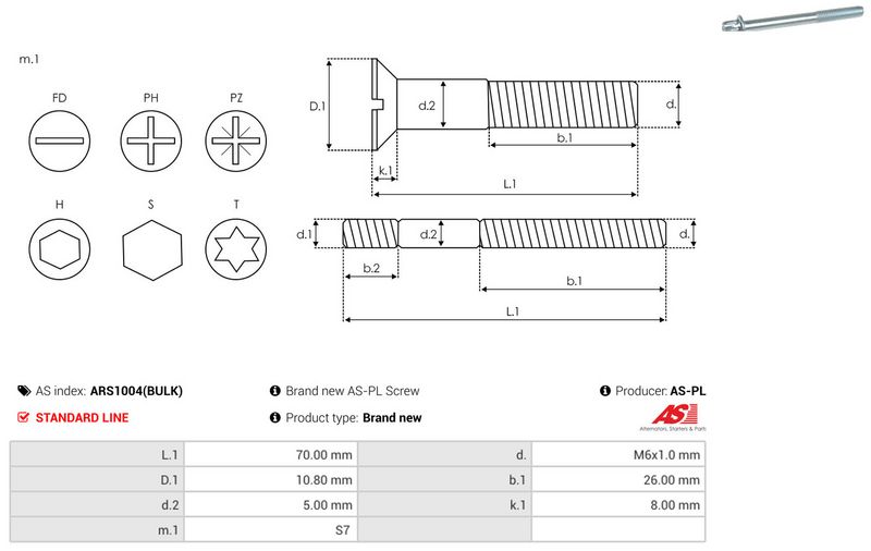 AS-PL ARS1004(BULK) Repair Set, alternator
