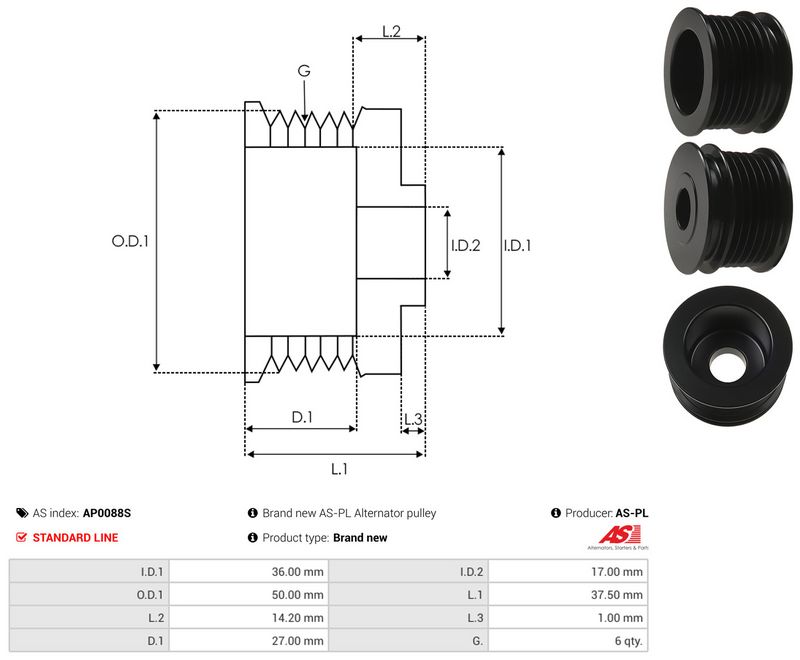 Rihmaratas, generaator, AS-PL AP0088S