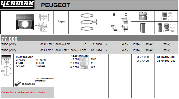 YENMAK 31-04107-000 Piston