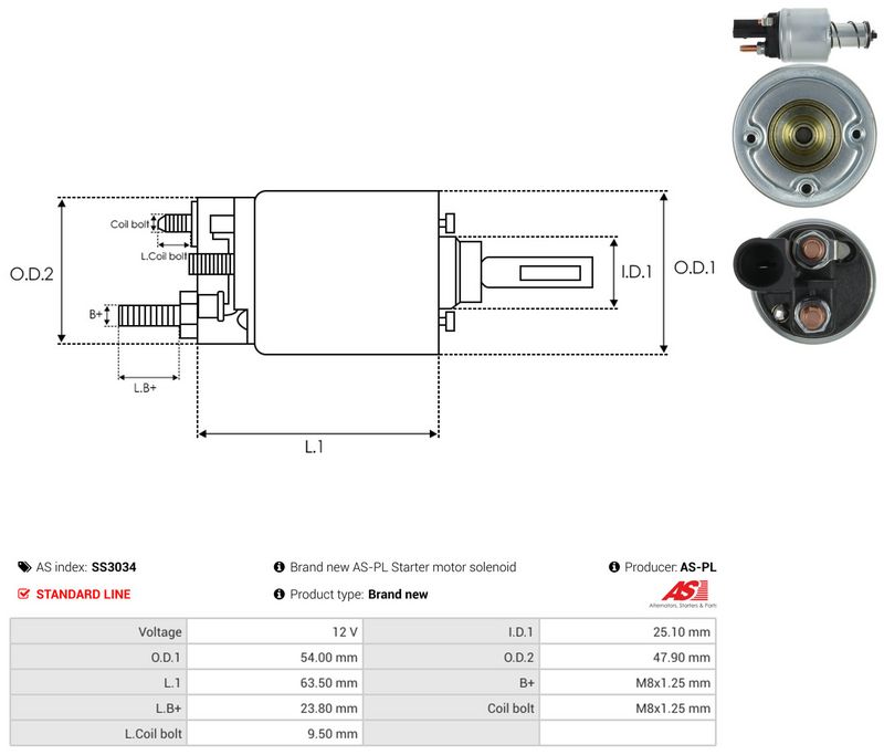 Magnetlülitus, starter, AS-PL SS3034
