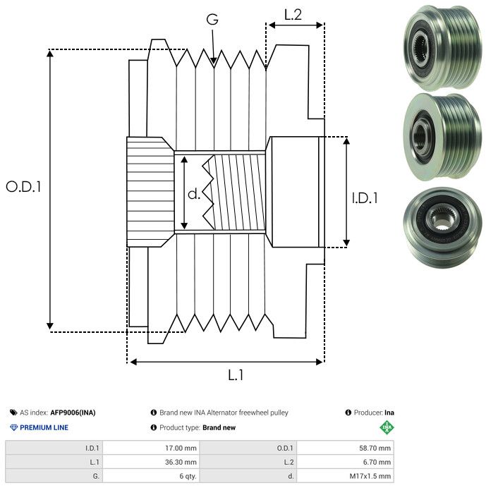 AS-PL AFP9006(INA) Alternator Freewheel Clutch
