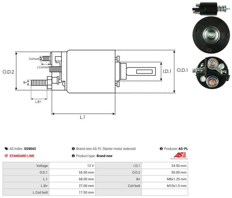 AS-PL SS9043 Solenoid Switch, starter