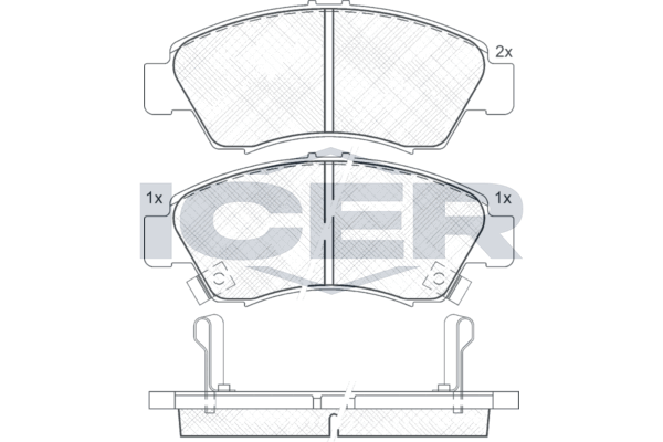 Комплект гальмівних накладок, дискове гальмо, Icer 180958