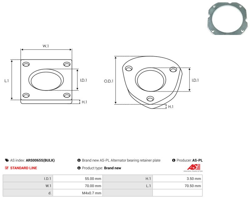 Remondikomplekt, generaator, AS-PL ARS0065S(BULK)