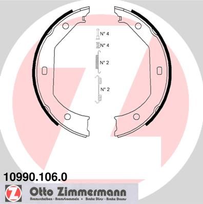 Комплект гальмівних колодок, стоянкове гальмо, Zimmermann 10990.106.0