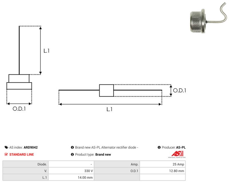 AS-PL ARD9042 Rectifier, alternator