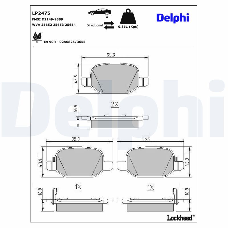 Piduriklotsi komplekt, ketaspidur, DELPHI LP2475