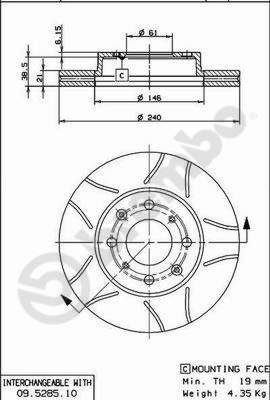 Гальмівний диск, Brembo 09.5285.75