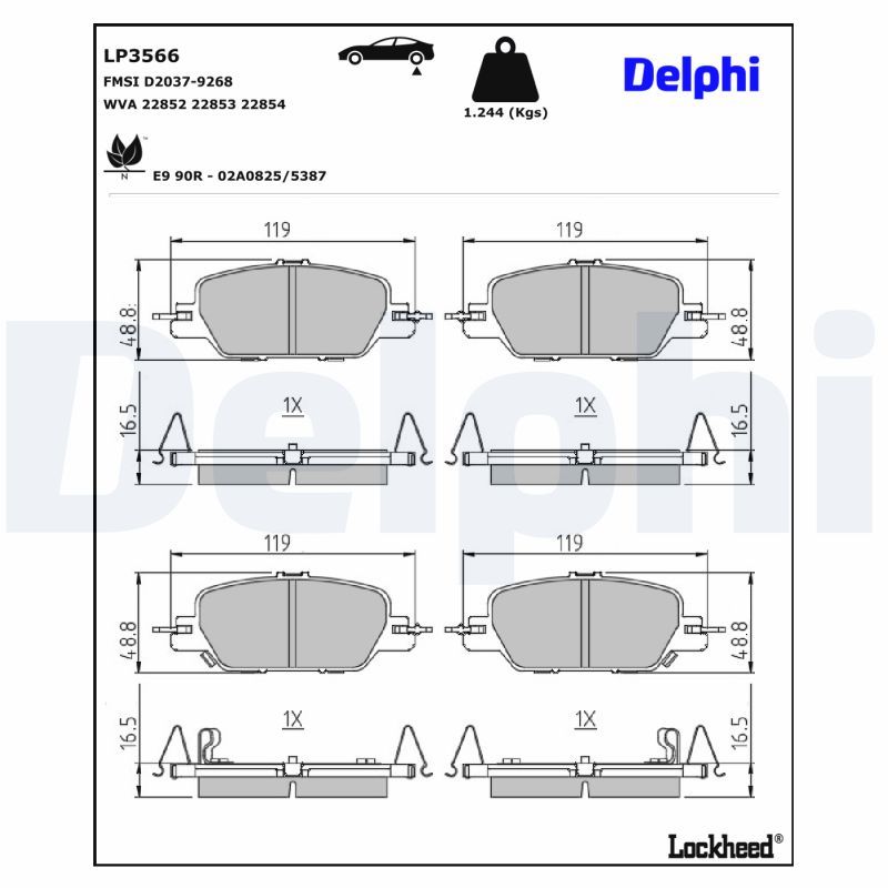 DELPHI LP3566 Brake Pad Set, disc brake
