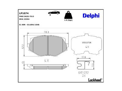 DELPHI LP1074 - Brake Pad Set, disc brake