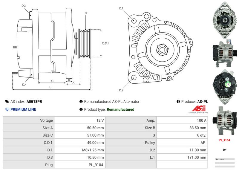AS-PL A0518PR Alternator