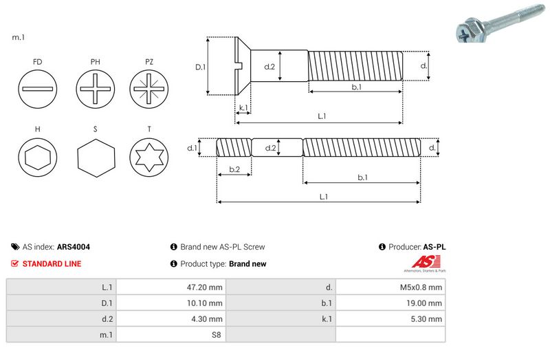 Remondikomplekt, generaator, AS-PL ARS4004