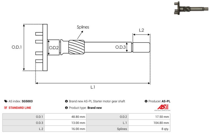 Remondikomplekt, Starter, AS-PL SG5003