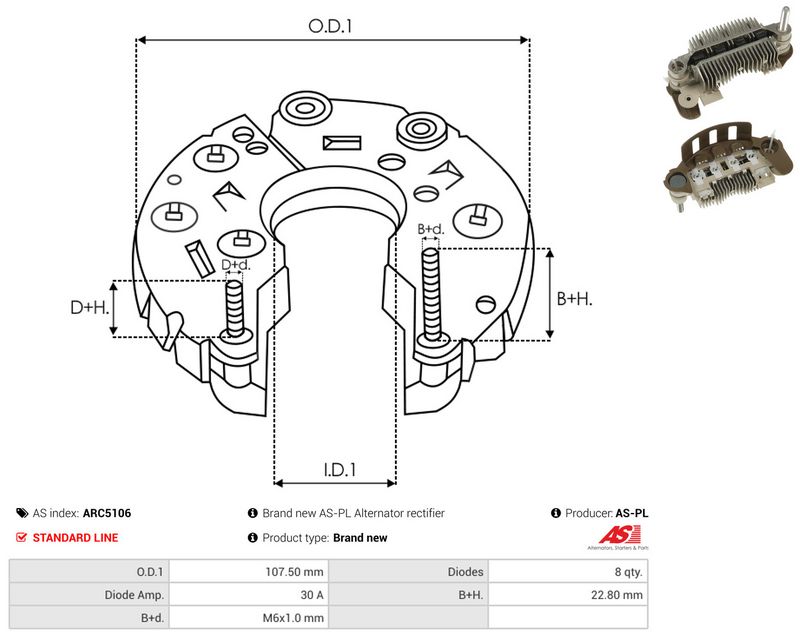 AS-PL ARC5106 Rectifier, alternator