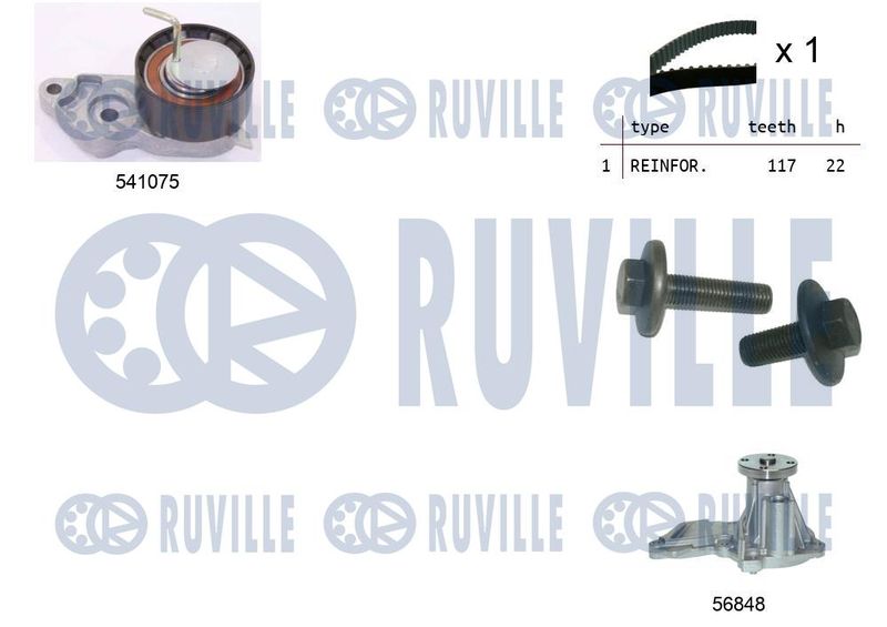 RUVILLE Vízpumpa + fogasszíj készlet 5500641