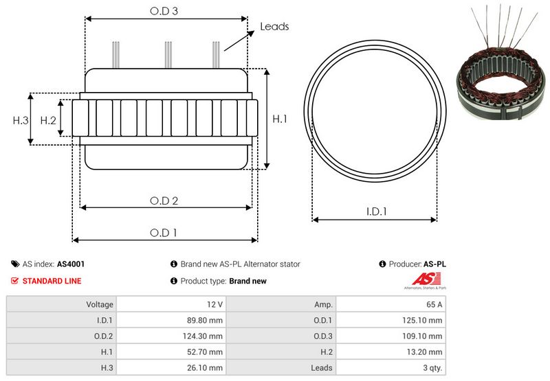 AS-PL AS4001 Stator, alternator