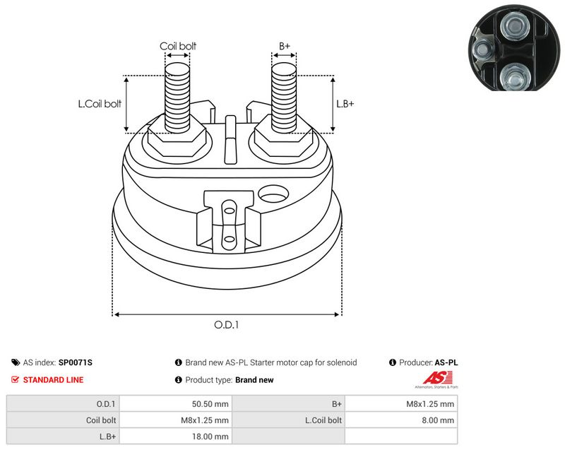 AS-PL SP0071S Cap, starter relay