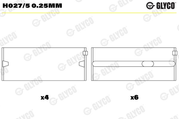 Комплект вкладок коленвала 0,25мм H02750.25MM