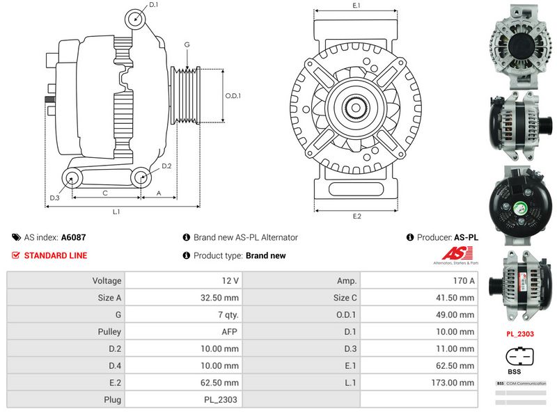 AS-PL A6087 Alternator